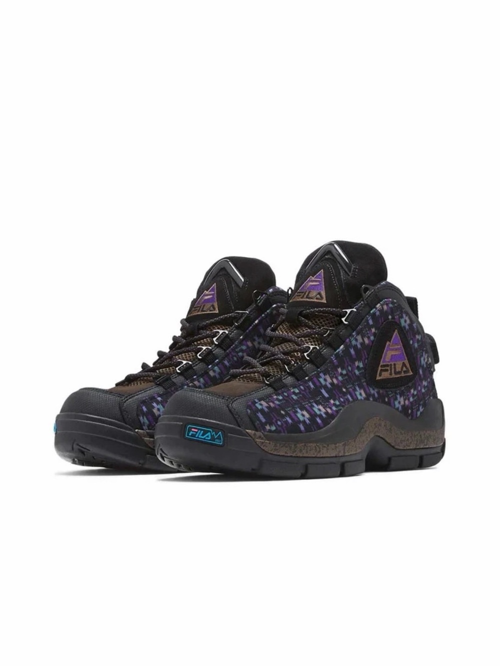 Fila Men's Black Sneakers with Purple Pattern Accents